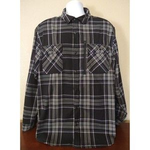 Men's Burton Black Plaid Snap Up Long Sleeve Shirt 2XL